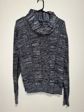 JB Holt Men’s Large Shawl Collar Cable Knit Sweater Gray